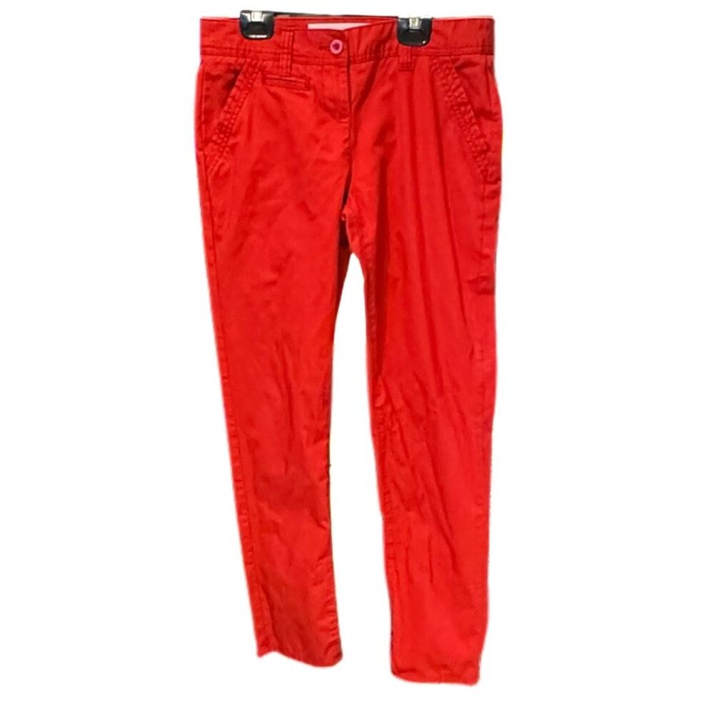 Chino Medium Bold Red Straight Leg Women's Jeans Pants Pockets 100% Cotton